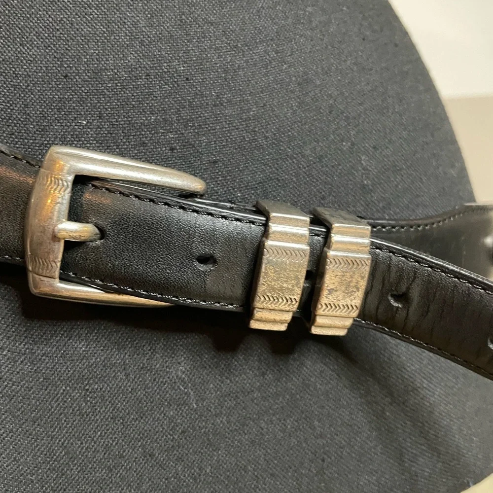 Vantage Century black authentic Leather Belt Silver Golf ball/Club 36 Made USA
